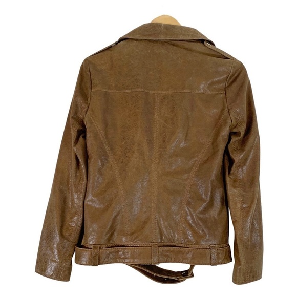 AS by DF Leather Moto Bomber Jacket Size Small - Picture 2 of 11